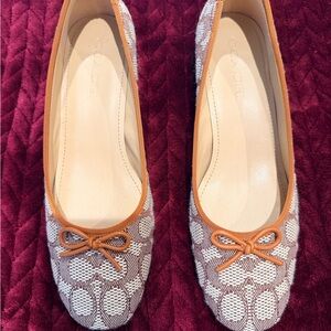 Coach Tan and Cream Patterned Flats